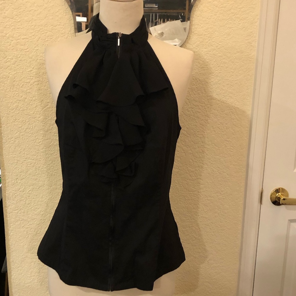 Nwt forever 21 black ruffled blouse sleeveless l